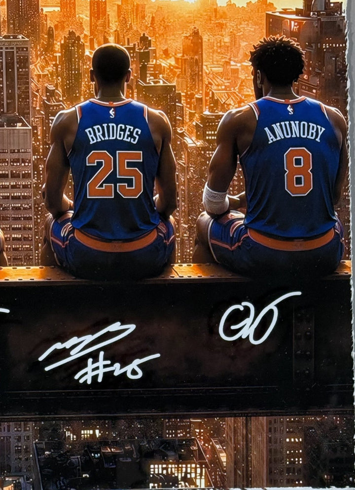 Knicks 2026 Team Starting 5 framed 3d Shadowbox Photo 26x26 Jalen Brunson Kat OG