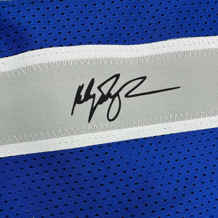 Framed Facsimile Autographed Klay Thompson 35x39 Blue Reprint Laser Auto Jersey