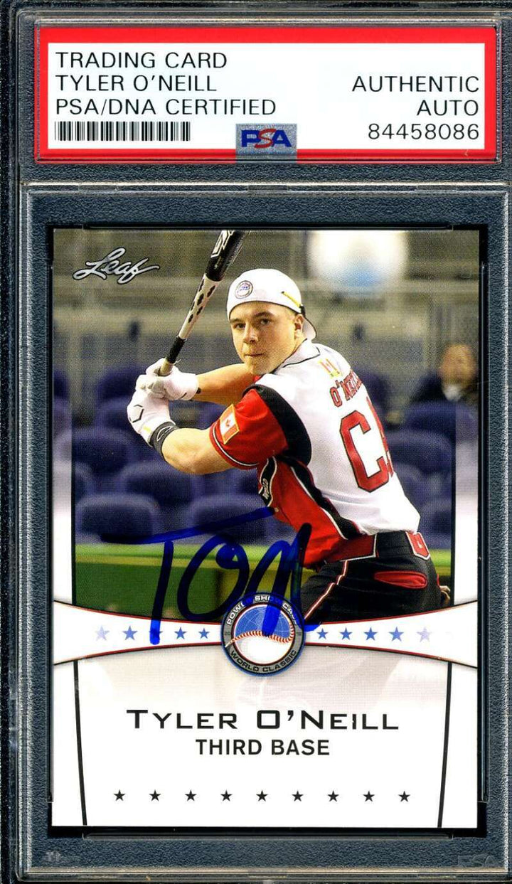 Tyler O`neill PSA DNA Coa Signed 2013 Leaf Rookie Autograph