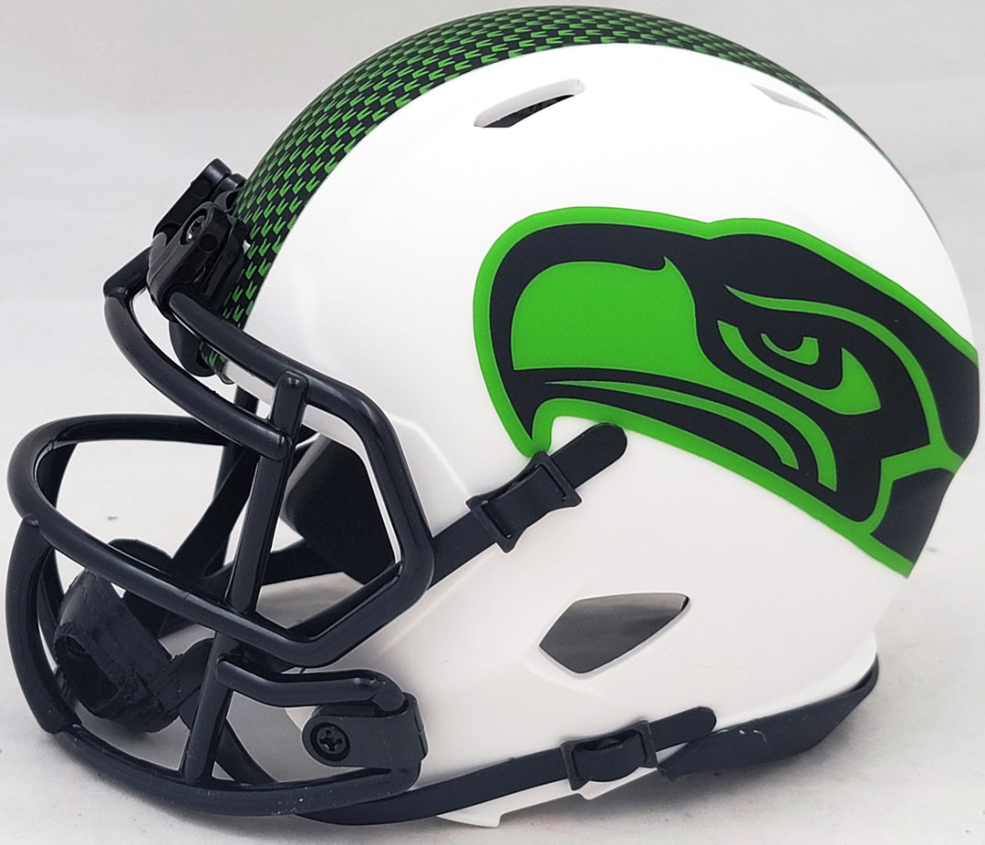 Uchenna Nwosu Signed Seahawks Lunar Eclipse White Speed Mini Helmet MCS Holo
