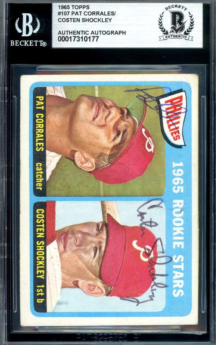 Pat Corrales Coston Shockley Beckett BAS Signed 1965 Topps Rookie Autograph