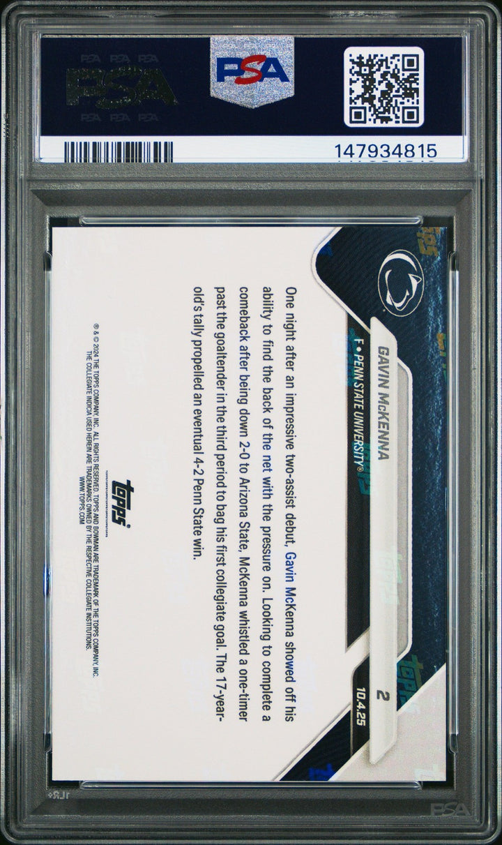 Graded 2025 Topps Bowman U Now Gavin McKenna #2 Rookie RC Card PSA 10