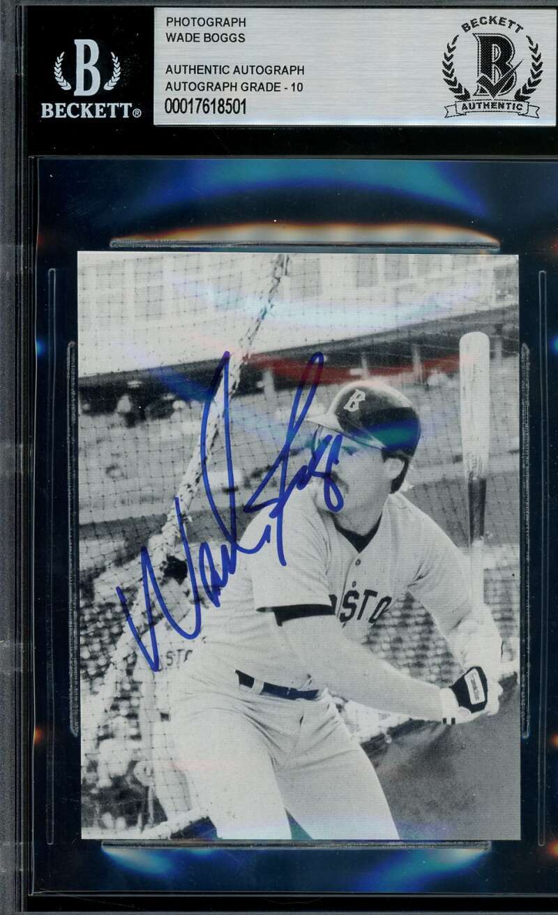 Wade Boggs Gem Mint 10 Beckett BAS Signed Photograph Autograph