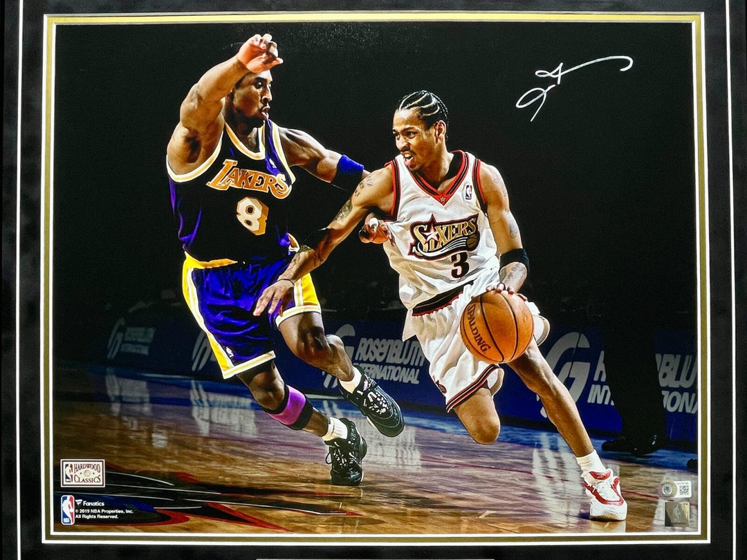 Allen Iverson Autographed Philadelphia 76ers 16x20 Photo Framed BAS Signed Kobe