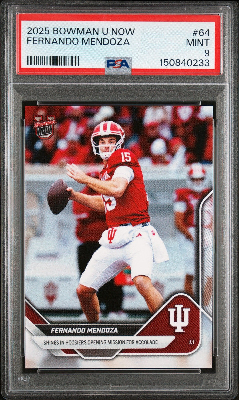 Graded 2025 Bowman U Now Fernando Mendoza #64 Rookie RC Football Card PSA 9