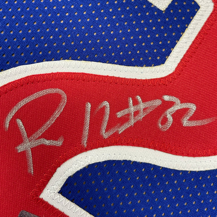 Framed Signed Richard Rip Hamilton 35x39 Detroit Blue Jersey JSA COA