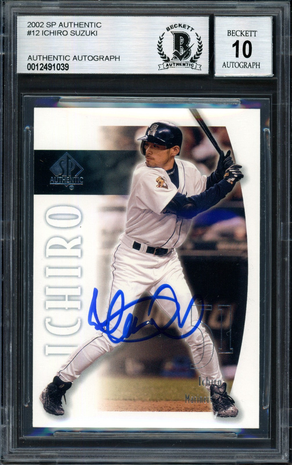 Ichiro Suzuki Auto 2002 SP Authentic Card 12 Mariners Auto 10 Beckett #12491039