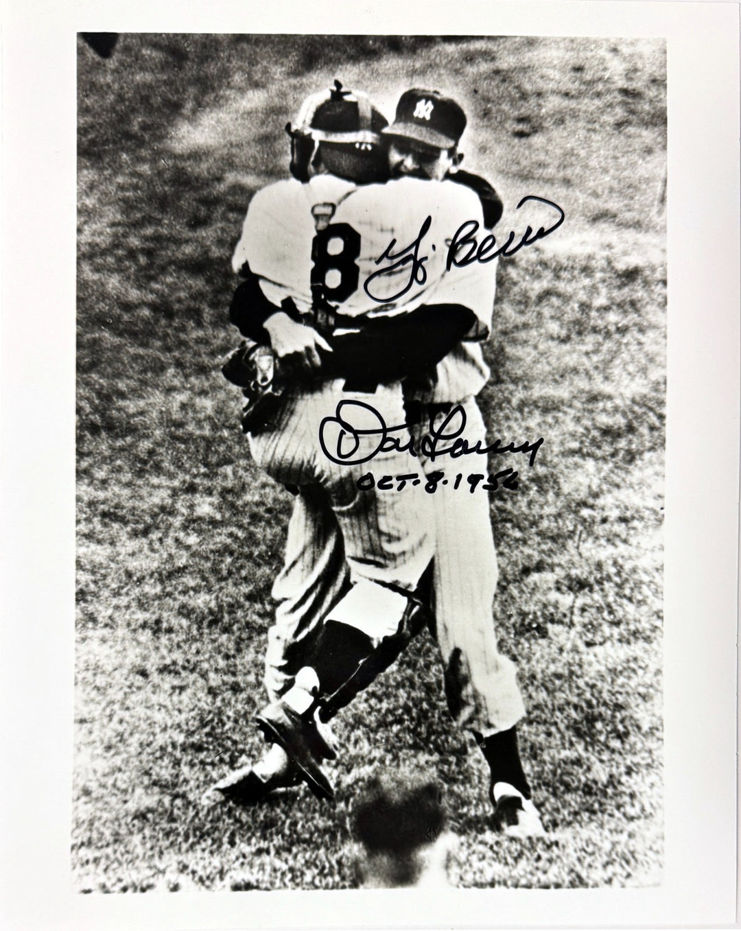 Don Larsen & Yogi Berra dual signed Yankees Perfect Game 8x10 Photo 10-8-56- COA
