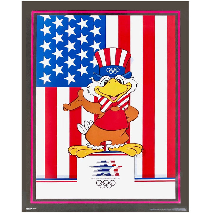 vintage 1984 Los Angeles Olympic Games 22x28 Sam the Eagle USA Flag poster New