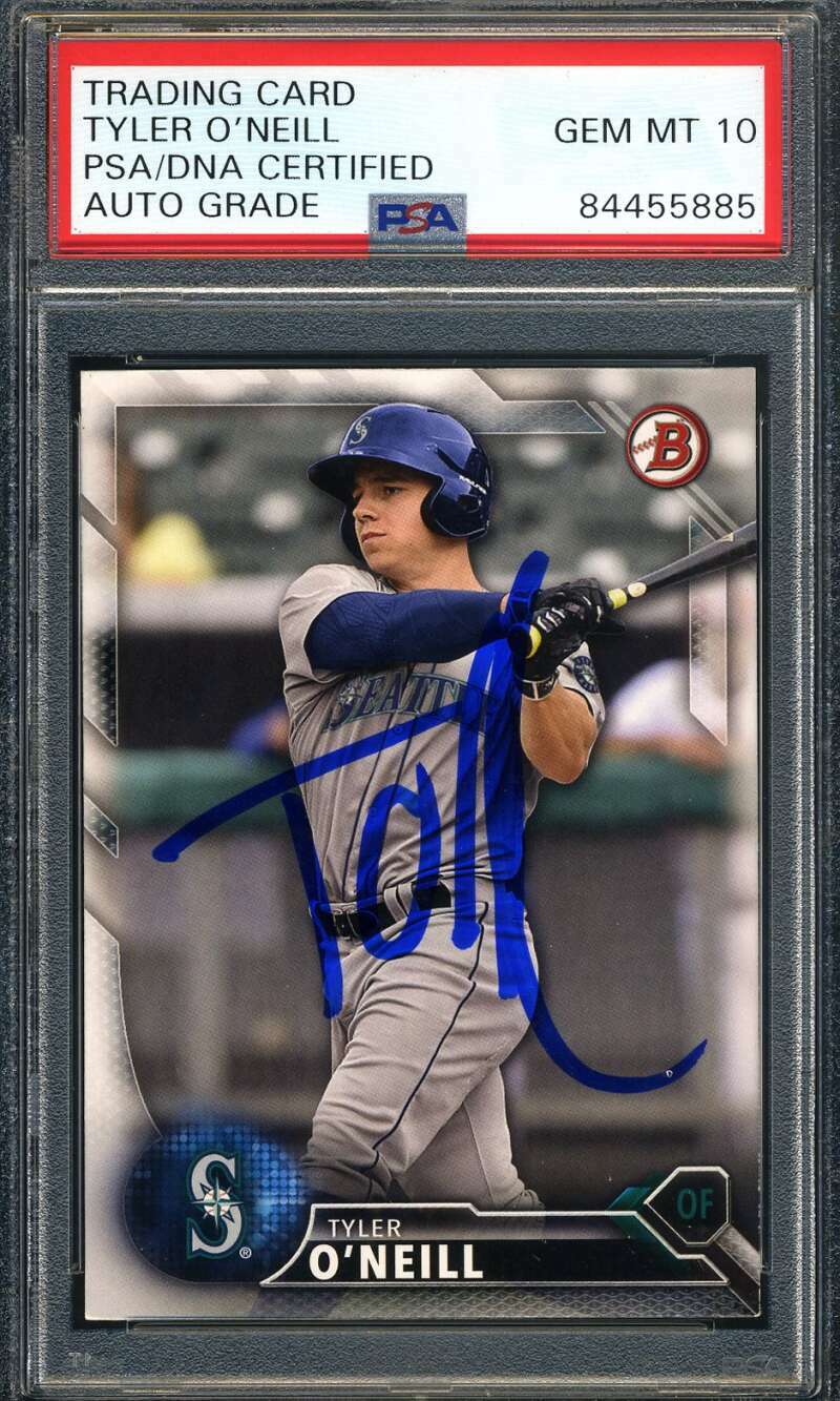 Tyler O`Neill Gem Mint 10 PSA DNA Coa Signed 2016 Bowman Inception Rookie