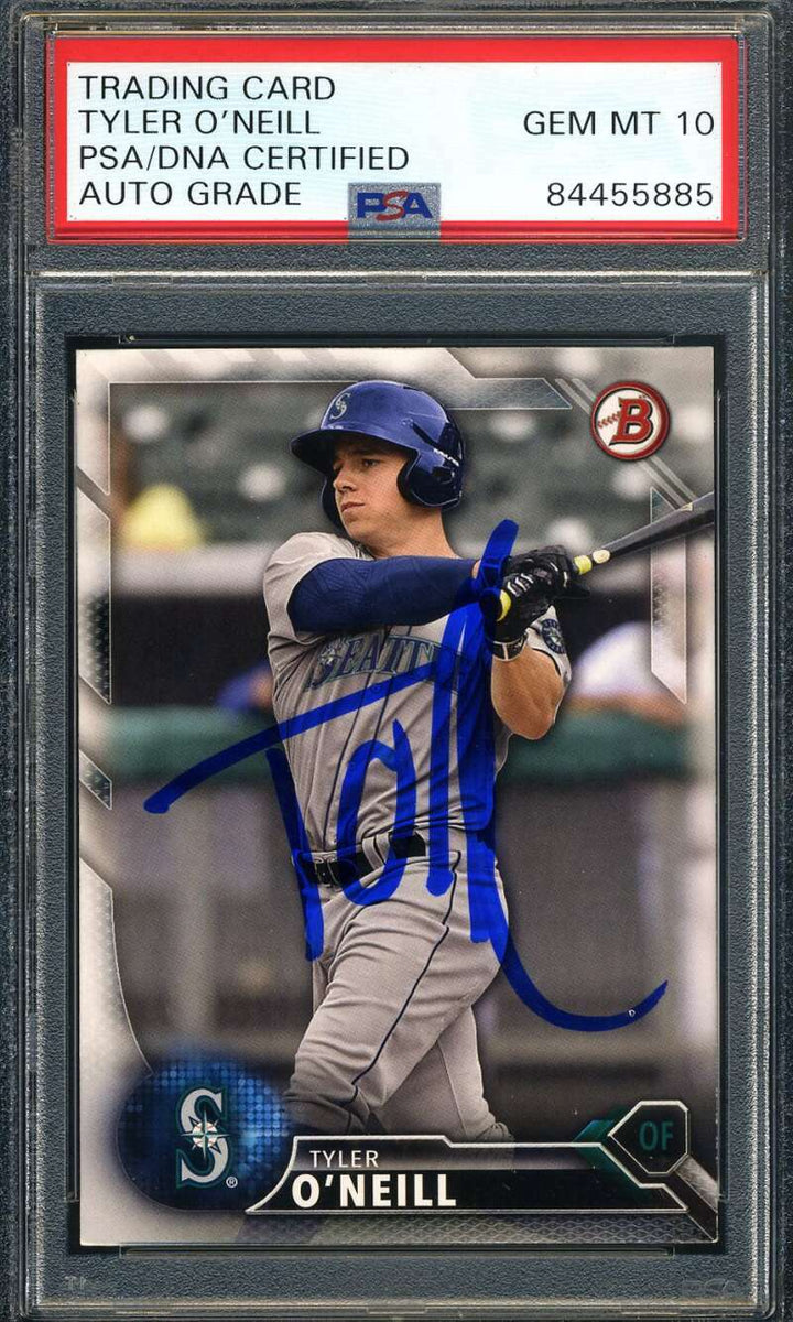 Tyler O`Neill Gem Mint 10 PSA DNA Coa Signed 2016 Bowman Inception Rookie