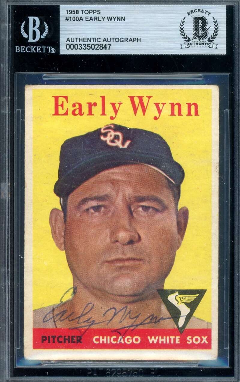 Early Wynn Beckett BAS Vintage Signed 1958 Topps Autograph