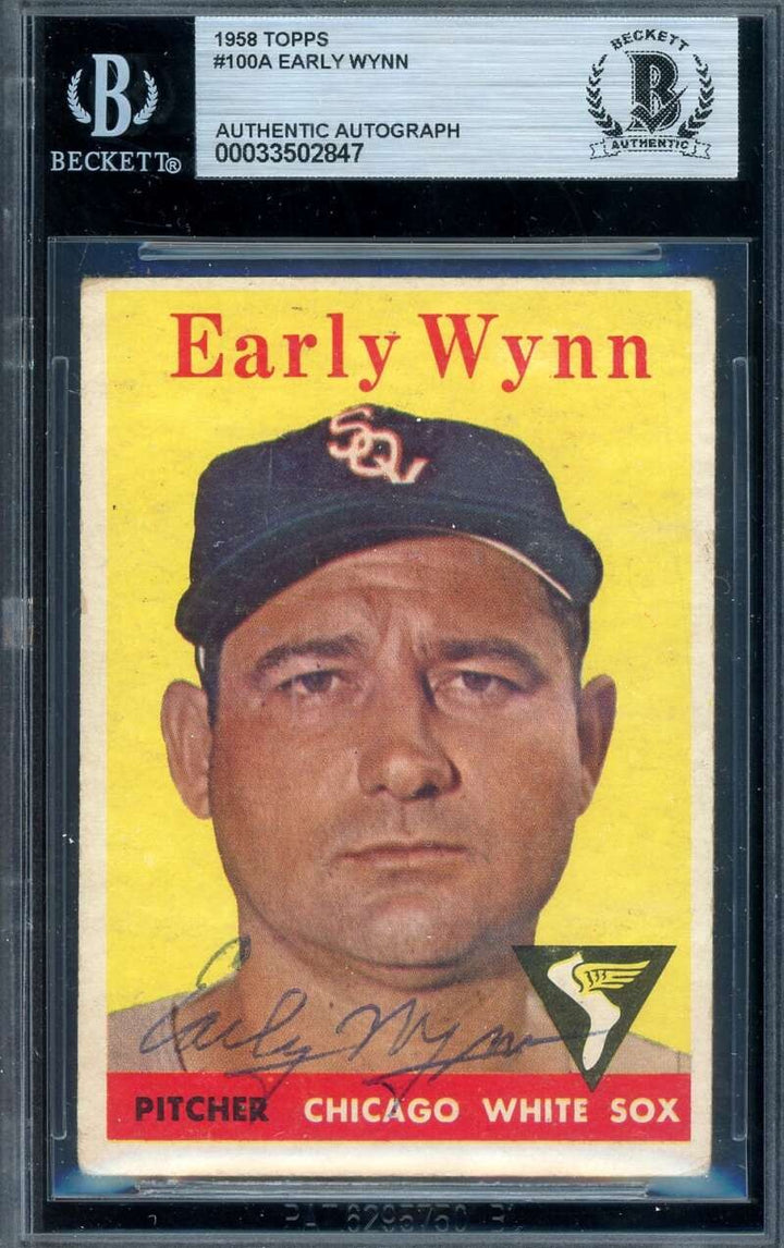 Early Wynn Beckett BAS Vintage Signed 1958 Topps Autograph