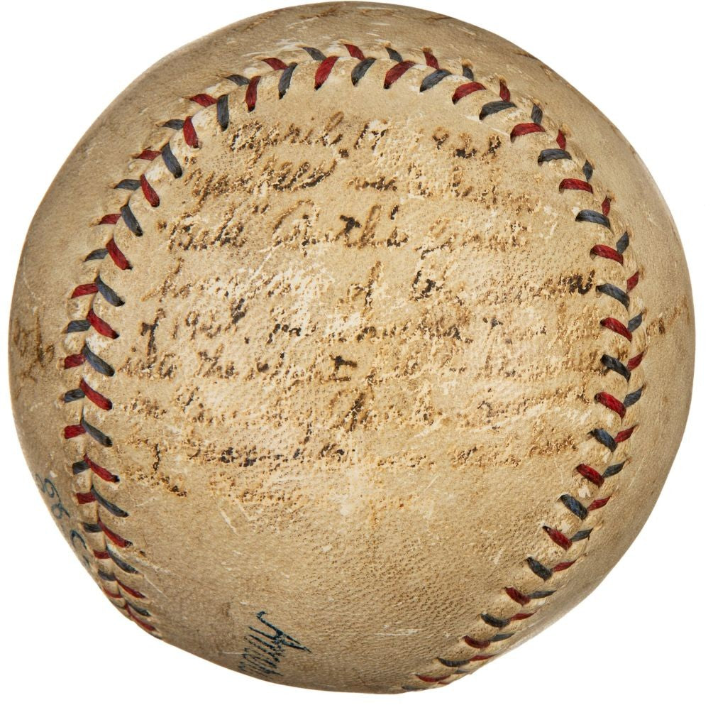 Babe Ruth & Durocher Signed Game Used 1928 Ruth Home Run Baseball PSA+BAS LOA