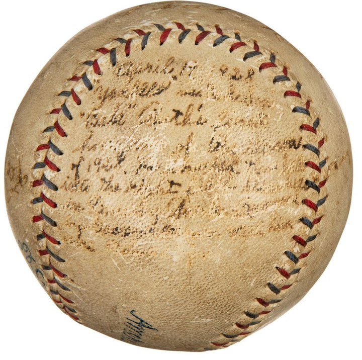 Babe Ruth & Durocher Signed Game Used 1928 Ruth Home Run Baseball PSA+BAS LOA