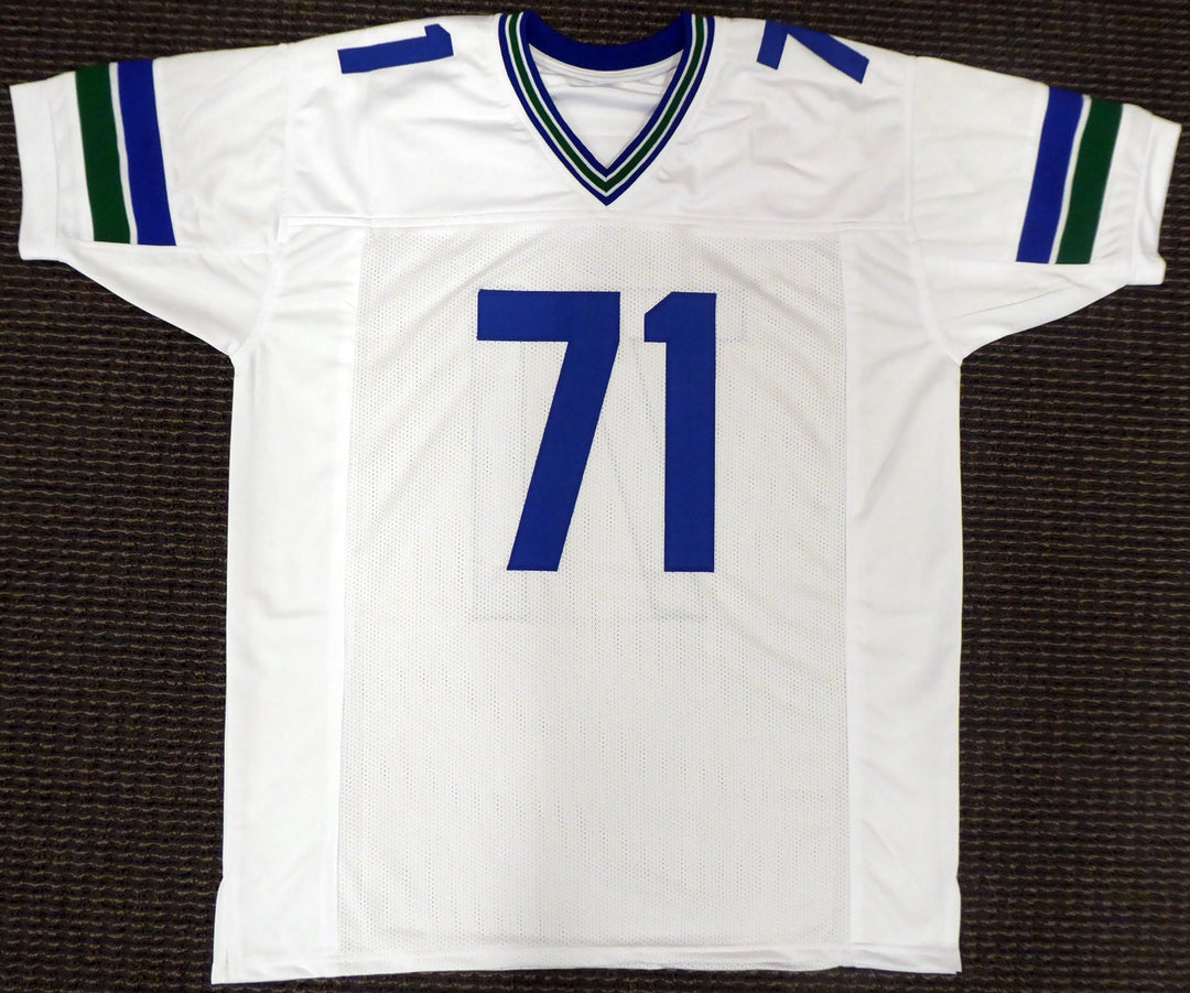 Seattle Seahawks Walter Jones Signed White Jersey "HOF '14" MCS Holo