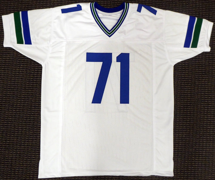 Seattle Seahawks Walter Jones Signed White Jersey "HOF '14" MCS Holo
