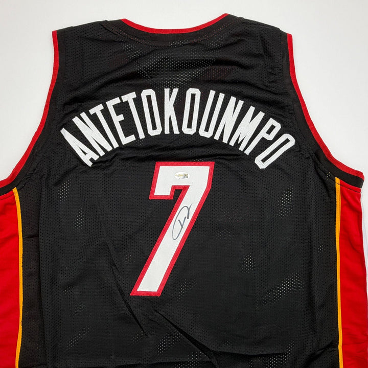 Autographed/Signed Giannis Antetokounmpo #7 Miami Heat Black Jersey JSA COA
