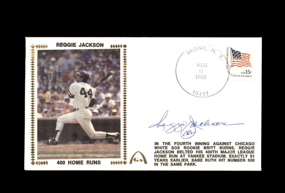 Reggie Jackson PSA DNA Signed FDC 1980 First Day Cover Cache 400 Home Runs Auto