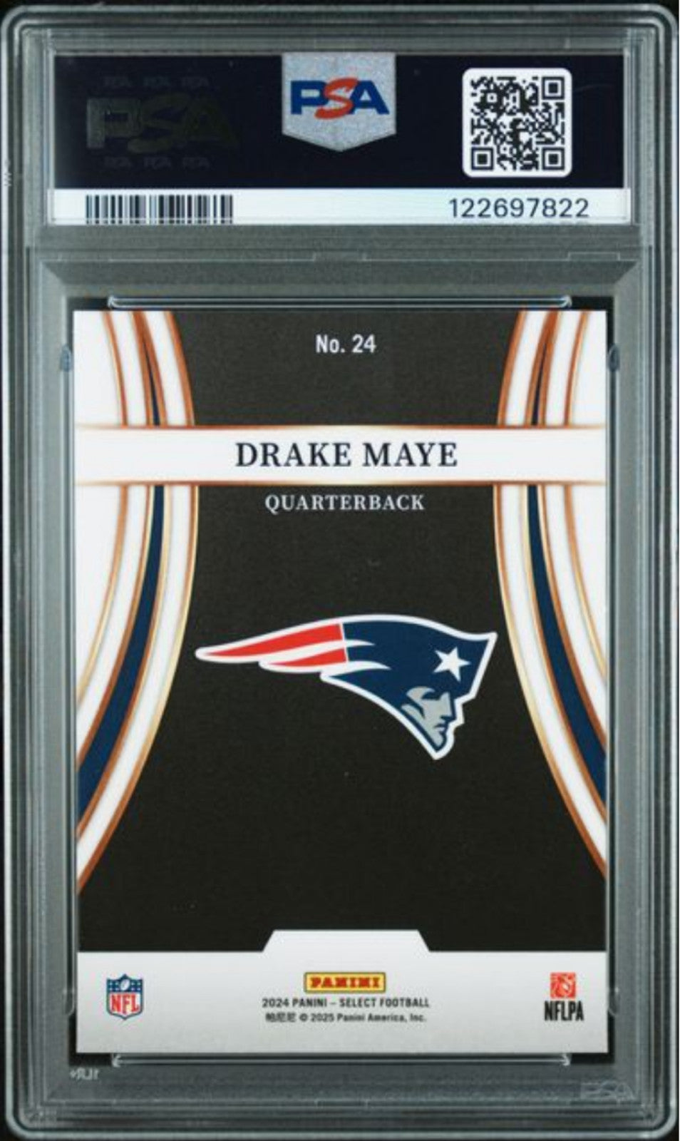 Graded 2024 Panini Select Drake Maye #24 Turbocharged RC Football Card PSA 10