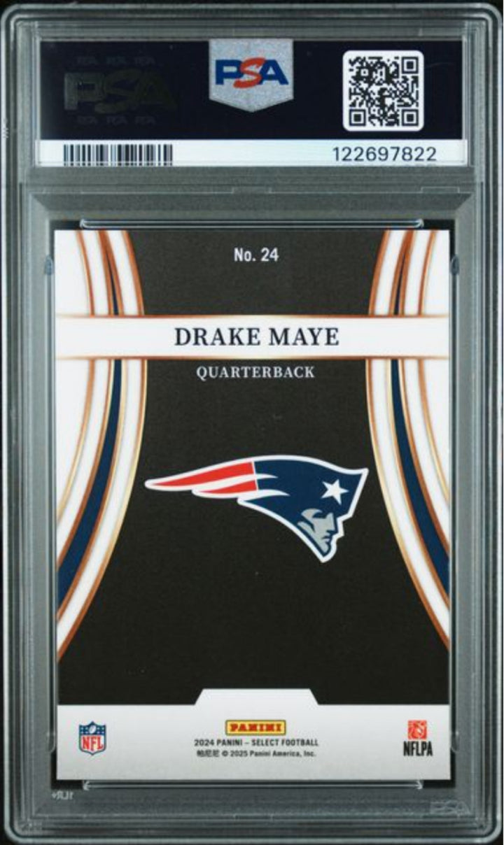 Graded 2024 Panini Select Drake Maye #24 Turbocharged RC Football Card PSA 10