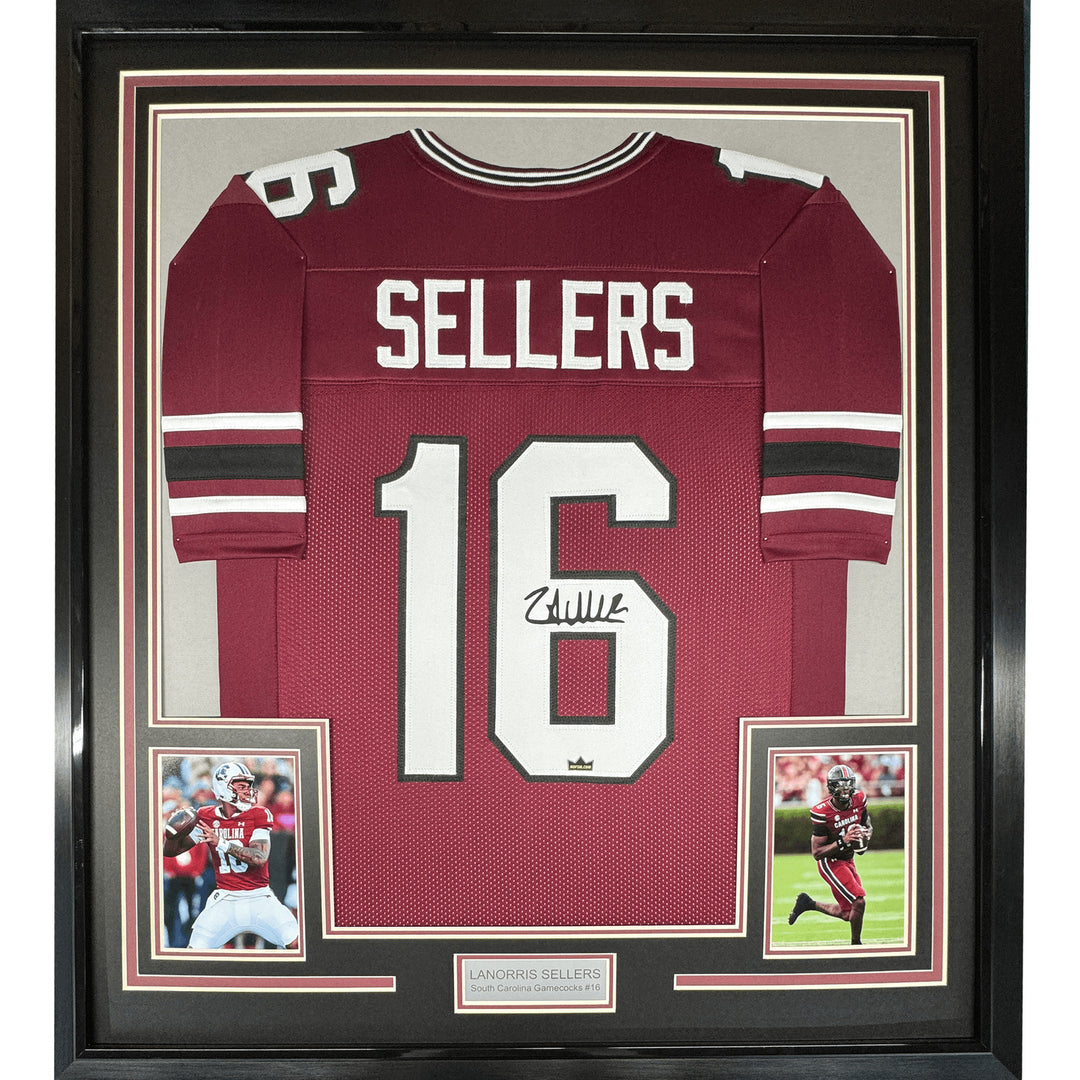 Framed Autographed LaNorris Sellers 35x39 South Carolina Jersey JSA COA