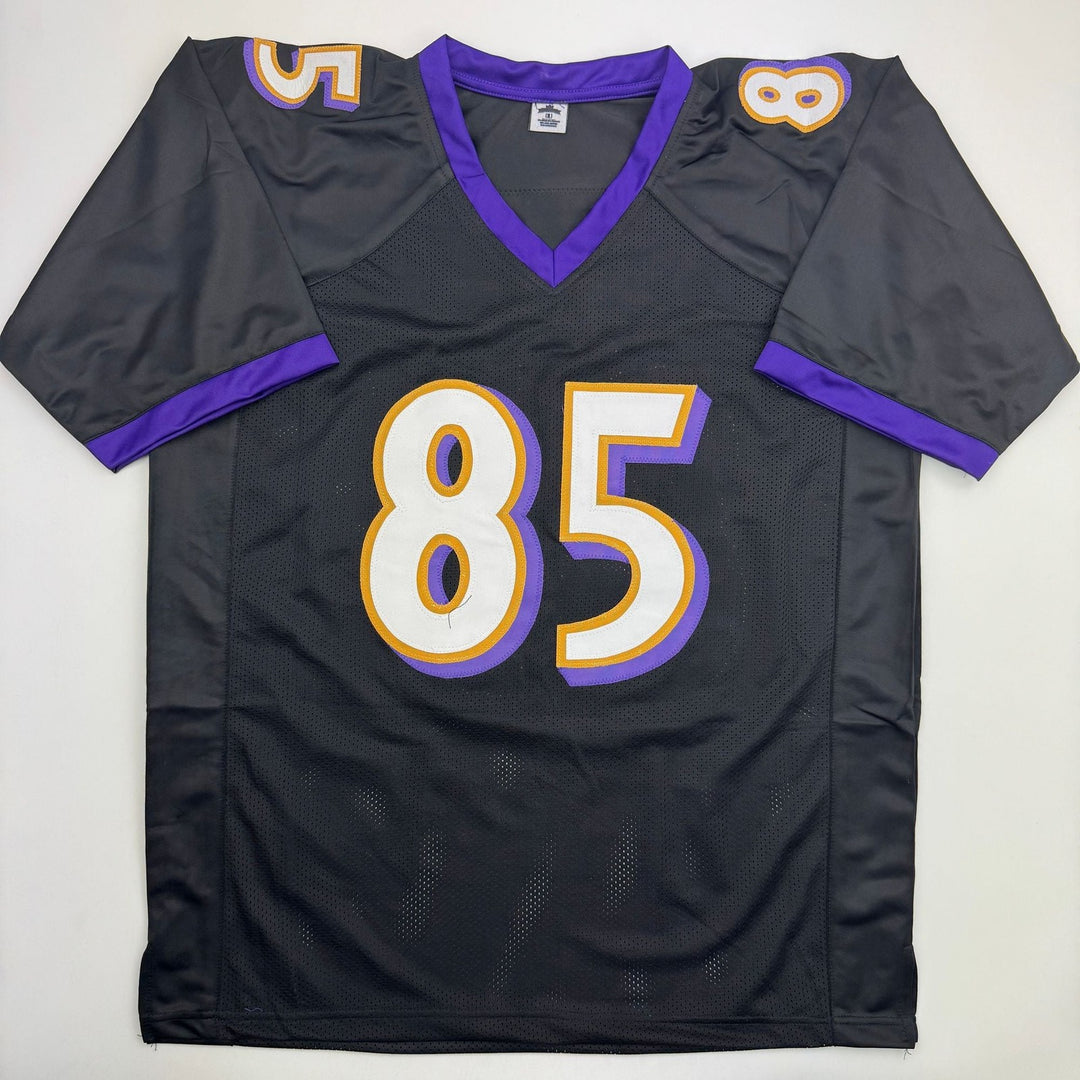 Autographed/Signed Derrick Mason Baltimore Black Football Jersey Beckett BAS COA