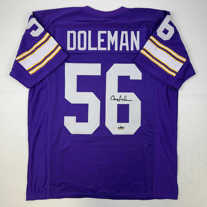 Facsimile Autographed Chris Doleman Minnesota Purple Reprint Jersey Size Mens XL