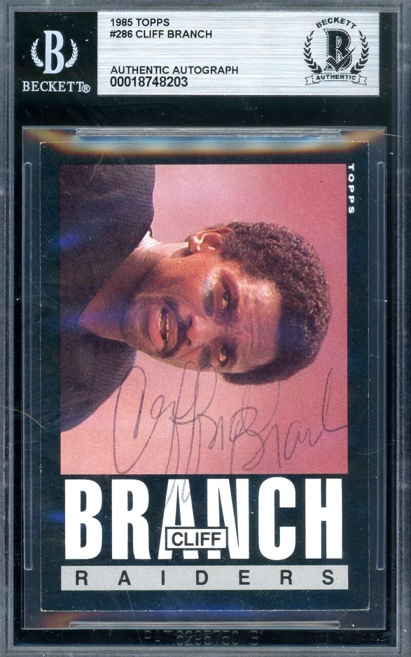 Cliff Branch Beckett BAS Signed 1985 Topps Autograph Raiders