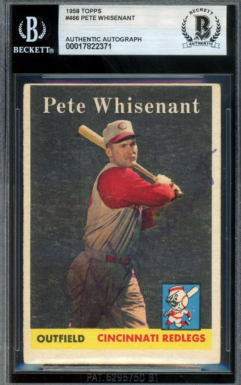 Pete Whisenant Beckett BAS Signed 1958 Topps Autograph