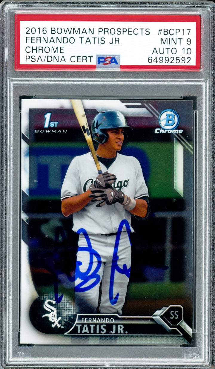 Fernando Tatis Jr. Auto 2016 Bowman Chrome RC BCP17 Padres PSA 9 Sig 10 PSA/DNA