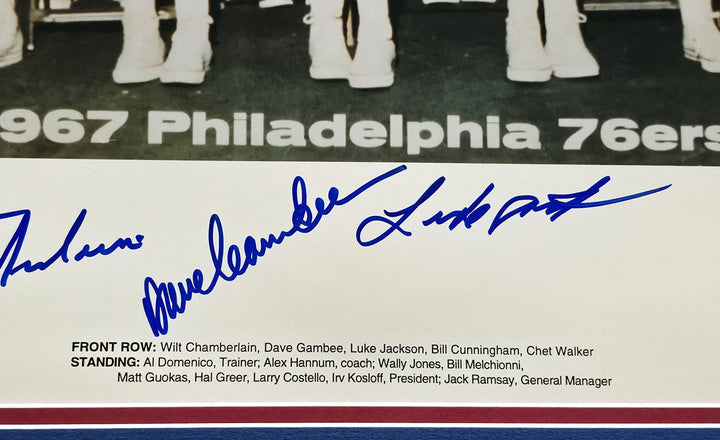 1967 76ers Team Auto Framed 16x20 Photo 12 Sigs Wilt Chamberlain Beckett AE31376