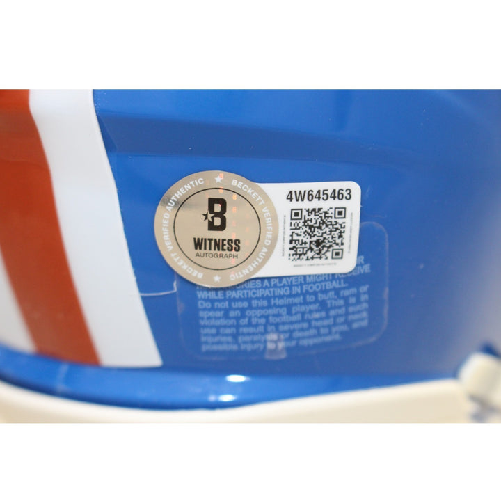 Ed McCaffrey Autographed Denver Broncos TB 75-96 Mini Helmet Beckett WIT 56380