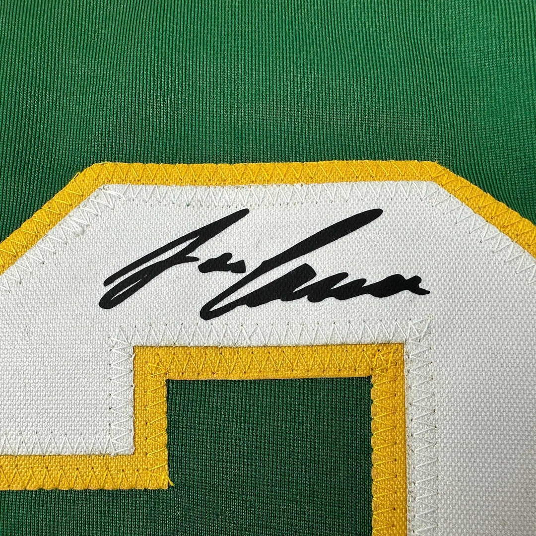 Framed Facsimile Autographed Jose Canseco 33x42 Green Reprint Laser Auto Jersey