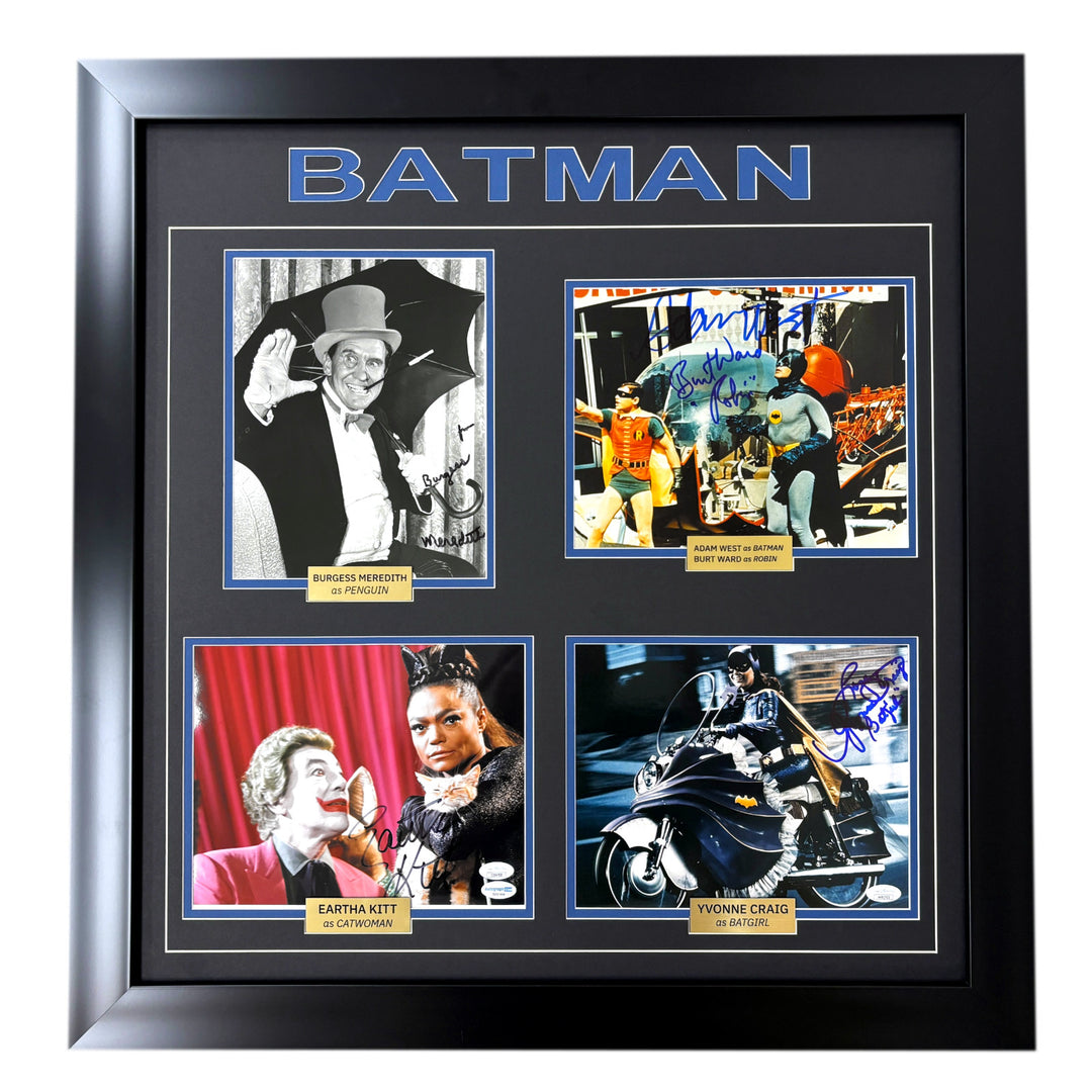 1966 Batman TV Show Cast Signed 8x10 Photos Framed JSA PSA West Ward Kitt Craig