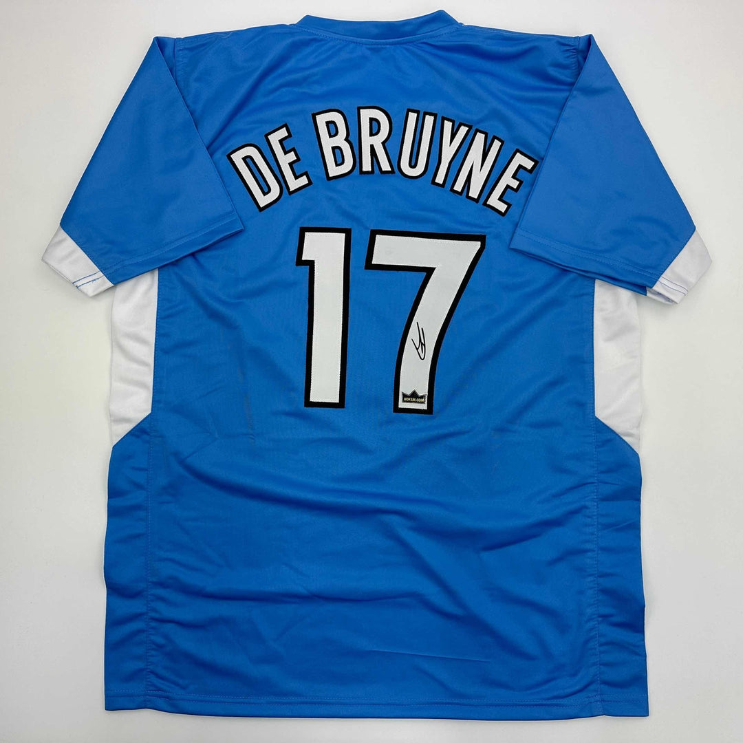 Facsimile Autographed Kevin De Bruyne Manchester City Blue Reprint Jersey XL
