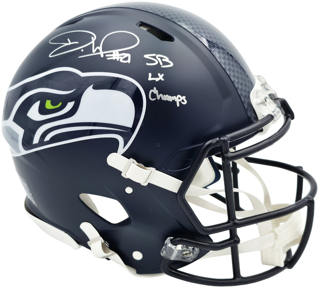 Devon Witherspoon Signed Seahawks Blue Full Size Speed Authentic Helmet BAS