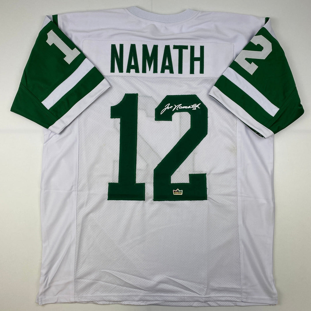 Facsimile Autographed Joe Namath New York White Laser Jersey Size Men's XL