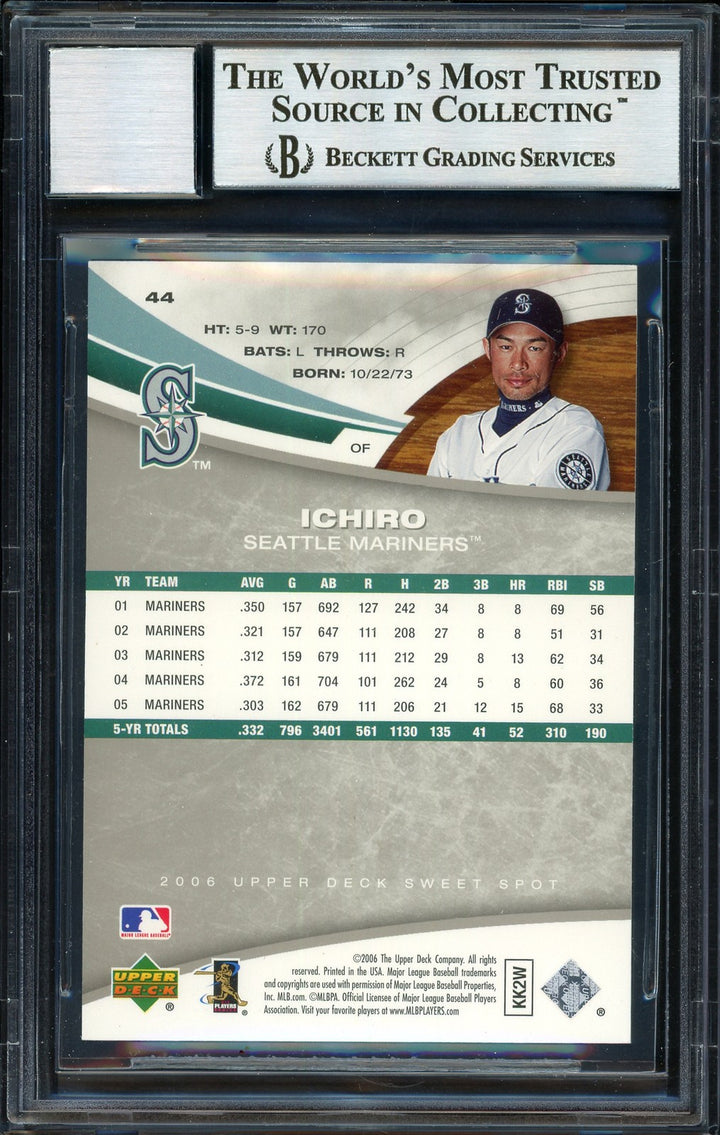 Ichiro Suzuki Signed 2006 Upper Deck Sweet Spot Card 44 Mariners Auto 10 Beckett