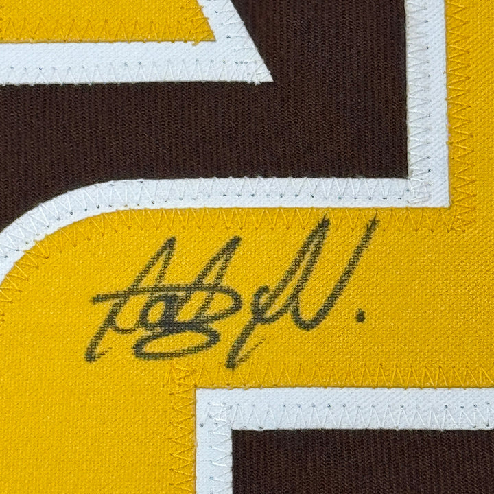 Framed Autographed/Signed Fernando Tatis Jr. 33x42 Slam SD Brown Jersey JSA COA