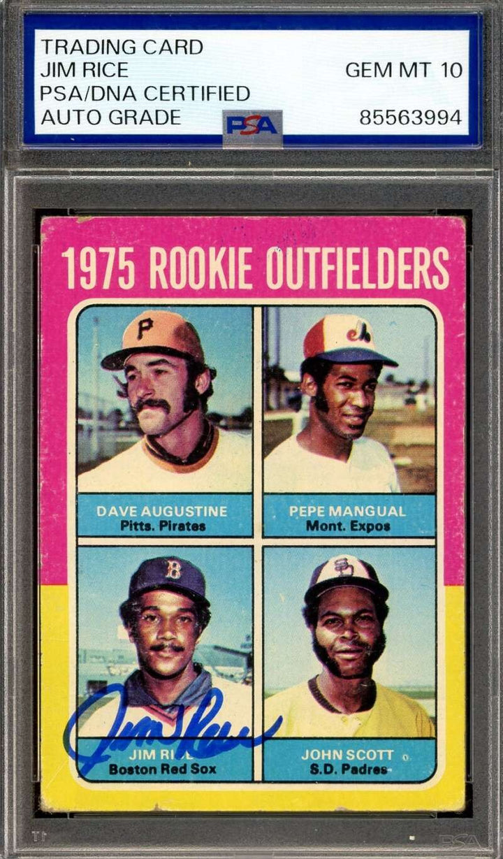 Jim Rice Gem Mint 10 PSA DNA Signed 1975 Topps Rookie Autograph