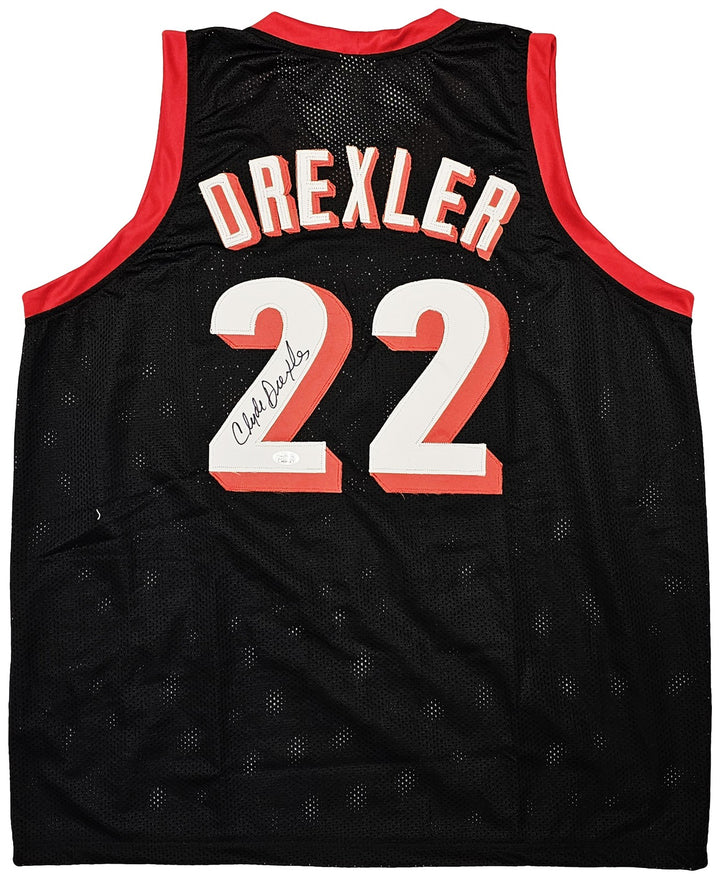 Portland Trail Blazers Clyde Drexler Autographed Signed Black Jersey JSA