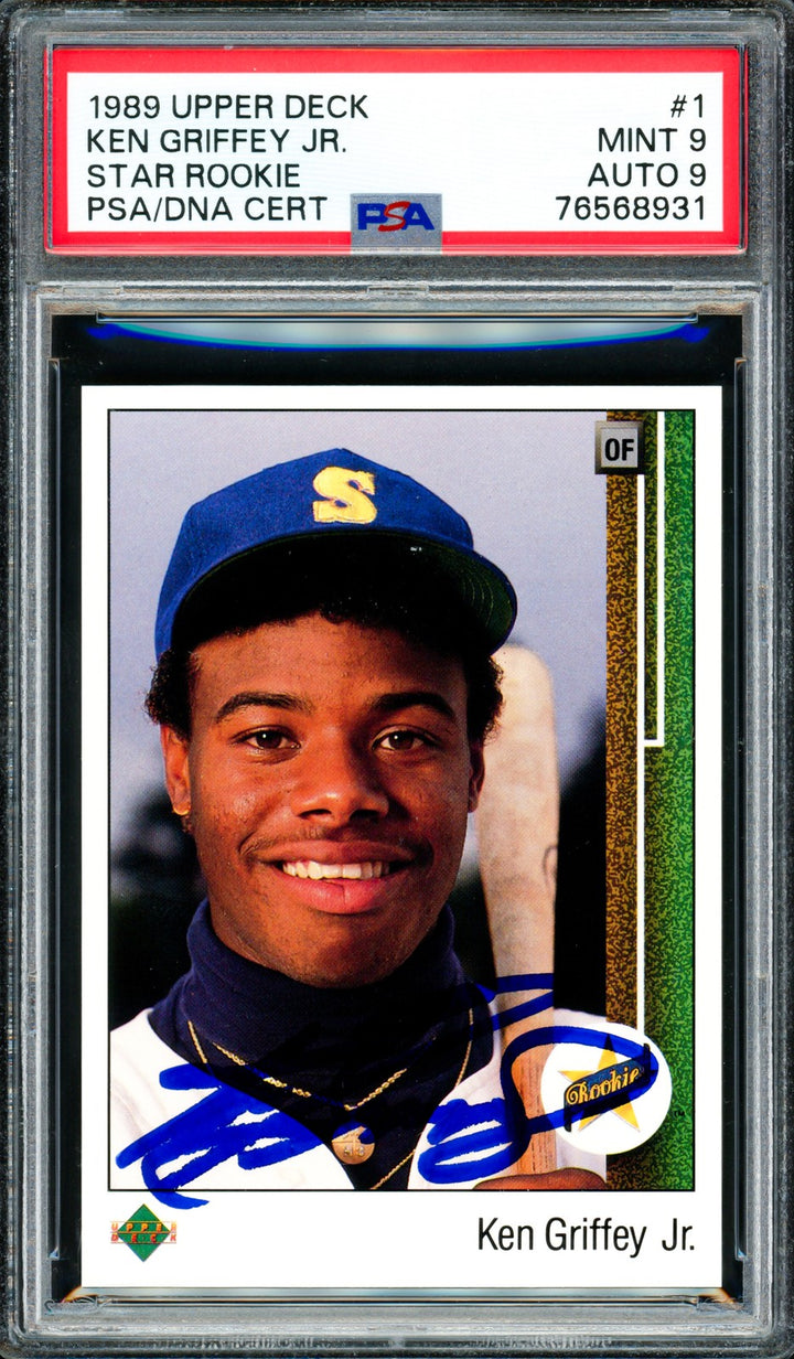 Ken Griffey Jr. Signed 1989 Upper Deck RC 1 Mariners PSA 9 Auto Mint 9 PSA/DNA