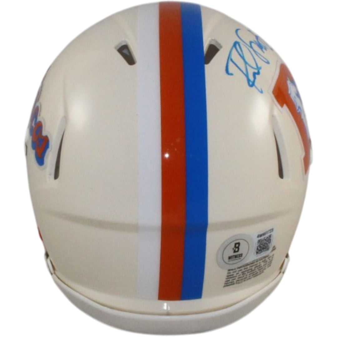 Ed McCaffrey Rod Smith Signed Denver Broncos Retro Mini Helmet Beckett 56383