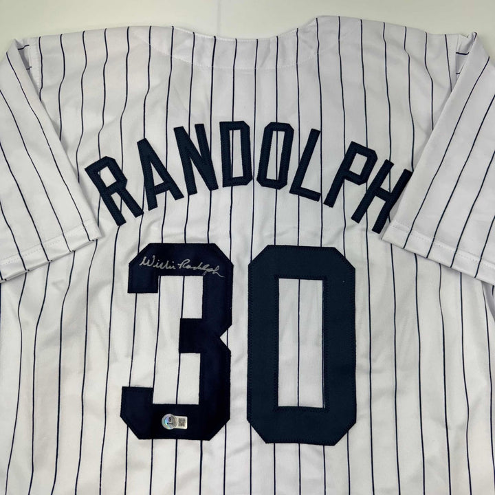 Autographed/Signed Willie Randolph New York Pinstripe Jersey BAS COA