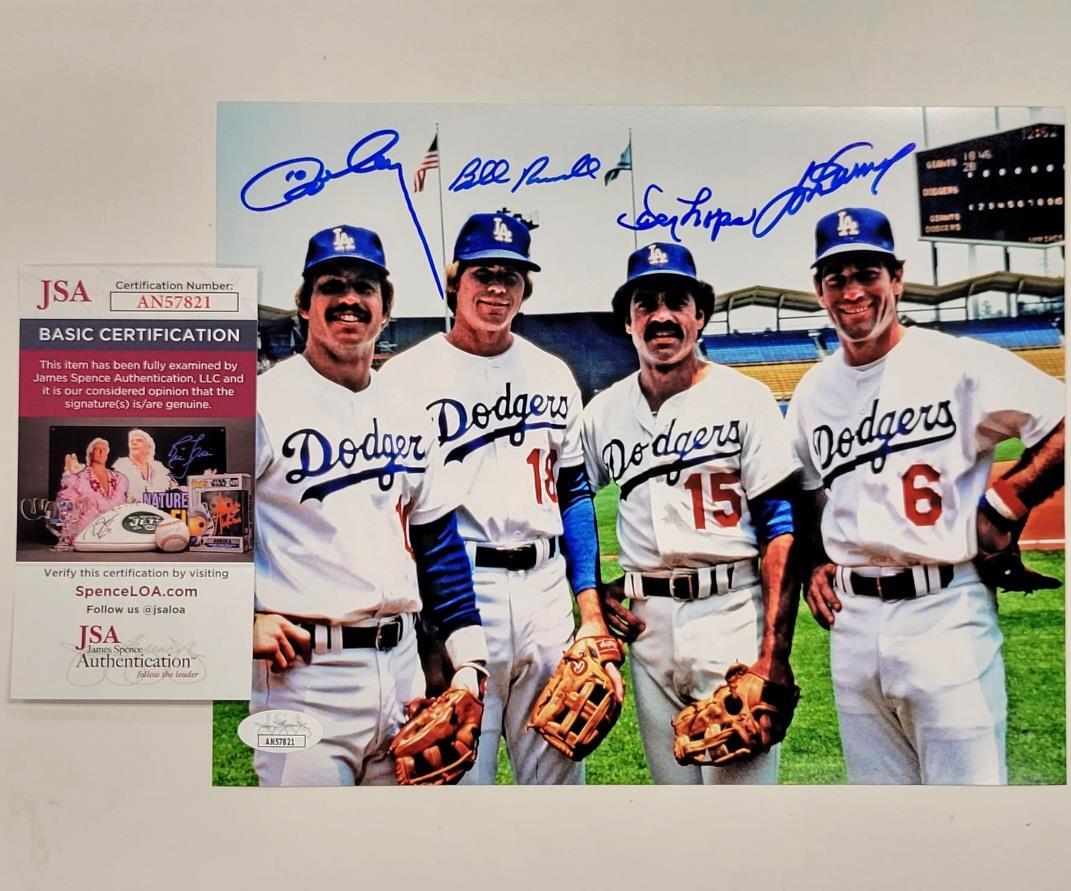Dodger Infield signed 8x10 Photo Russell Garvey Cey Lopes autograph JSA