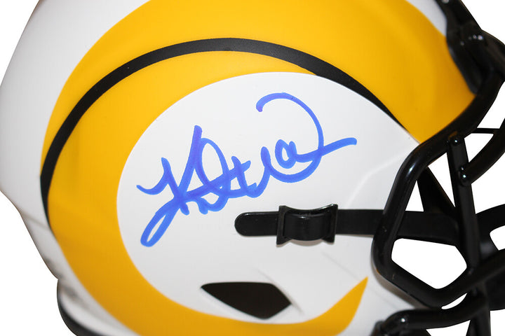 Kurt Warner Autographed/Signed St Louis Rams Lunar Mini Helmet Beckett 36327