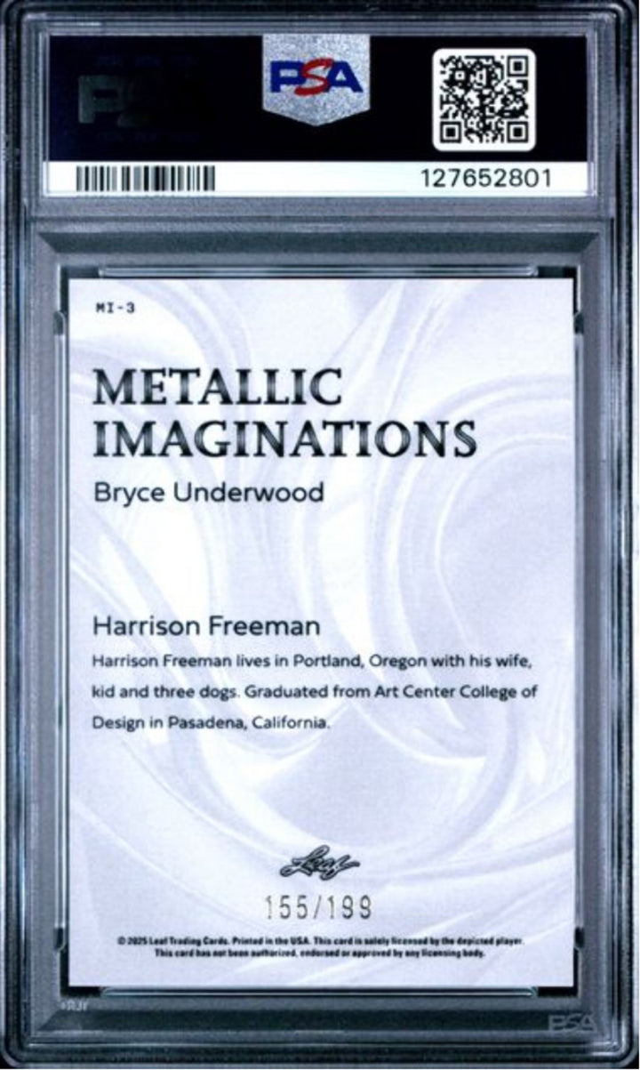 Graded 2025 Leaf Bryce Underwood #MI3 Metallic 2 Red /199 Rookie Card PSA 10
