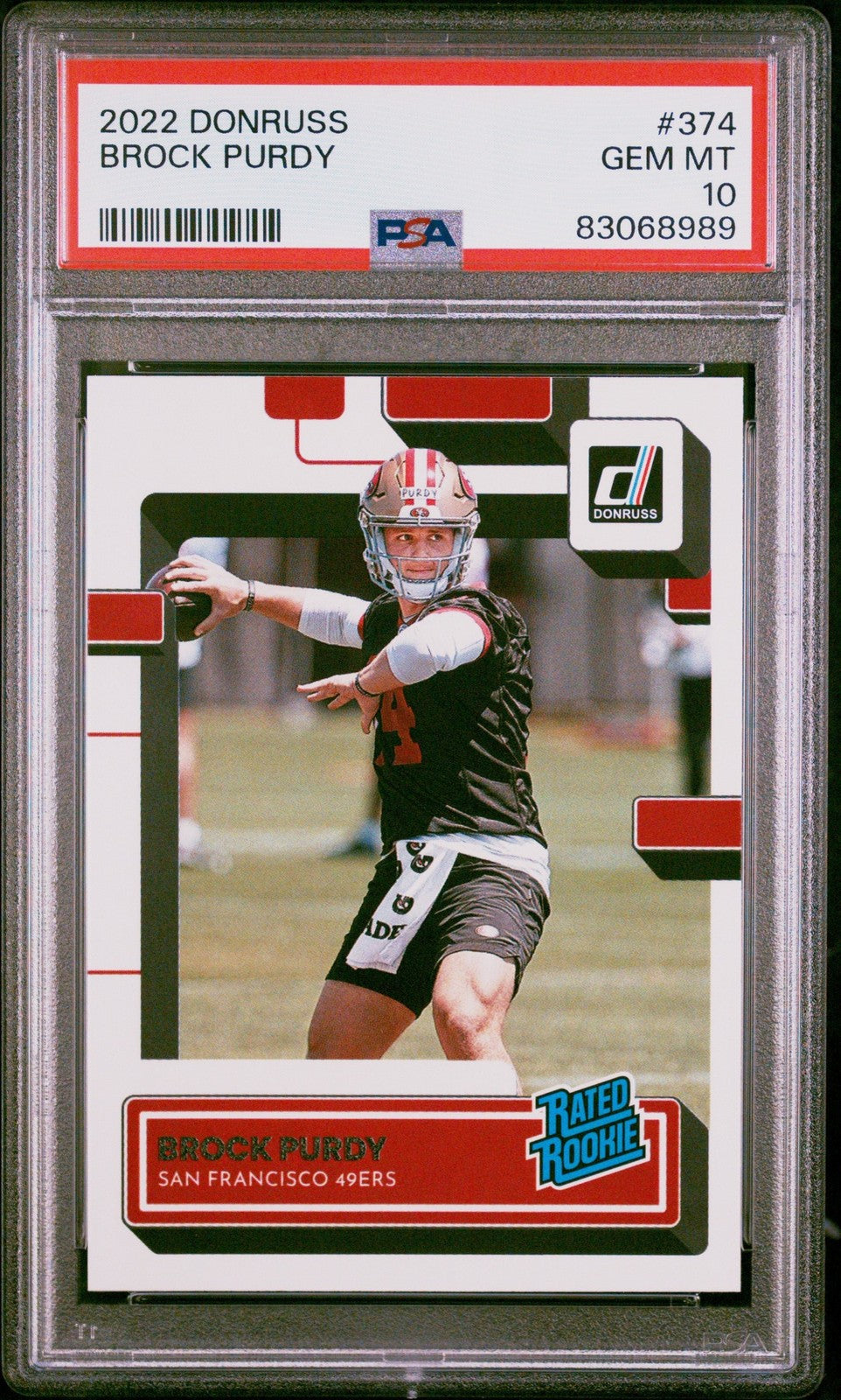 Graded 2022 Panini Donruss Brock Purdy #374 Rookie RC Card PSA 10 Gem
