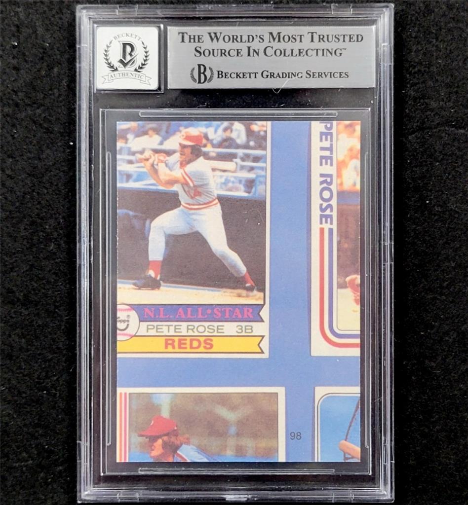 Pete Rose signed 1985 Topps #98 Cincinnati Reds Trading Card BAS BGS 10 auto